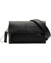 Desigual - Schwarze schultertasche mit reißverschlusstaschen - Lyst
