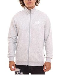 PUMA - Logo sweatshirt mit reißverschluss aus baumwolle - Lyst