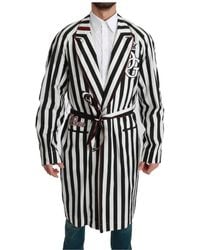 Dolce & Gabbana - Abrigo negro Camisón Bata de algodón blanca - Lyst