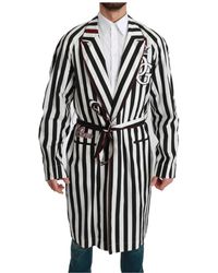 Dolce & Gabbana - Abrigo negro Camisón Bata de algodón blanca - Lyst