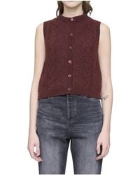 A.P.C. - Truien & Vesten ,Rood ,Wol Bordeaux Wol Mouwloze Trui - Lyst