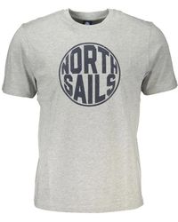 North Sails - Tops ,Grijs ,Katoen Grijze Katoenen Logo Print T-Shirt - Lyst