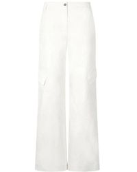 Roberto Cavalli - Broeken ,Wit ,Katoen Python Print Katoenen Wijde Pijp Broek - Lyst