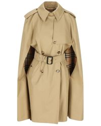 Burberry - Cotton Double-Breasted Belted Trench Cape - Lyst