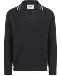 Iceberg - Graues Melange-Woll- Und Nylon-Polo Mit Gestreiftem Kragen - Lyst