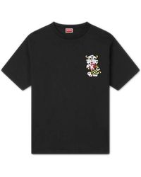 KENZO - Tops ,Zwart ,Katoen Wild Tiger Geborduurd Oversized T-Shirt - Lyst