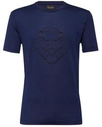 Billionaire - Tops ,Blauw ,Katoen Rondhals Lion T-Shirt - Lyst