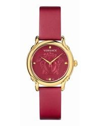 Versace - Safety pin orologio in pelle rosso - Lyst