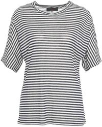 Peuterey - Tops ,Blauw ,Blauw Gestreept T-Shirt Met Ronde Hals - Lyst