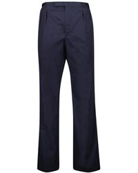 Prada - Broeken ,Blauw ,Katoen Marineblauwe Katoenen Broek Met Rechte Pijpen - Lyst