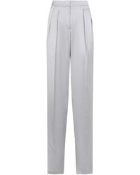 Giorgio Armani - Silk Satin Trousers With Double Pleats - Lyst