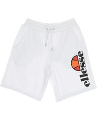 Ellesse - Korte Broeken ,Wit ,Katoen Extended Logo Shorts - Lyst