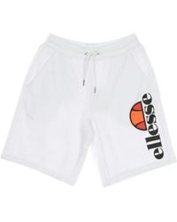 Ellesse - Korte Broeken ,Wit ,Katoen Extended Logo Shorts - Lyst