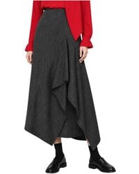 Kocca - Rokken ,Zwart ,Leer Asymmetrische Midi Rok - Lyst