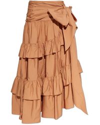 Chloé - Rokken ,Bruin ,Katoen Ruffled Skirt - Lyst