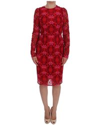 Dolce & Gabbana Floral Ricamo Sheath Dress - Rood