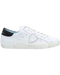 Philippe Model - Schoenen ,Wit ,Katoen Low Top Sneakers Met Distressed Detailing - Lyst