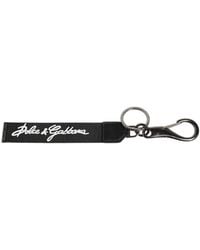Dolce & Gabbana - Black White Dg Logo Silver Men Keychain Polyester Keyring - Lyst