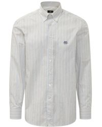 Etro - Overhemden ,Veelkleurig ,Katoen Gestreepte Button-Down Overhemd - Lyst