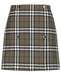 Burberry - Check Bonded Wool Trench Mini Rok - Lyst
