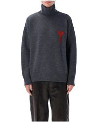 Ami Paris - Rode Hoge Hals Turtleneck Trui - Lyst