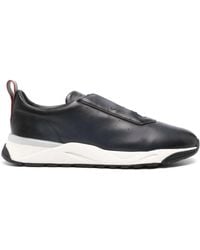Santoni - Schoenen ,Blauw ,Leer Blauwe Leren Sneakers - Lyst