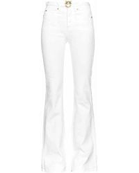 Pinko - Flare-fit weiße jeans mit love birds diamond cut schnalle - Lyst