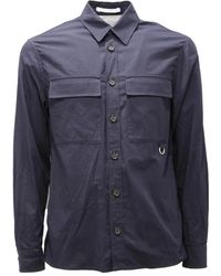 Paolo Pecora - Overhemden ,Blauw ,Blauw Overhemd Met Voor- En Zijzakken - Lyst