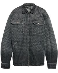 Balenciaga - Jassen ,Grijs ,Denim Monogram Denim Jacket - Lyst