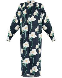 KENZO - Kleedjes ,Blauw ,Katoen Jurk Met Bloemmotief - Lyst