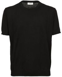 Kangra - Schwarzes T-Shirt Aus Baumwolle Und Leinen - Lyst