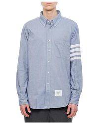 Thom Browne - Overhemden ,Blauw ,Katoen 4 Bar Button Down Shirt - Lyst