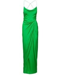 GAUGE81 - Vestido largo de seda verde drapeado - Lyst