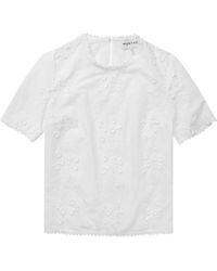 Munthe - Blumig Besticktes T-Shirt - Lyst