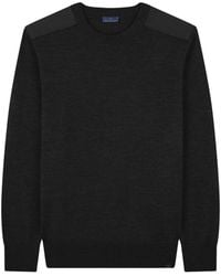 Paul & Shark - Truien & Vesten ,Zwart ,Wol Zachte Cool Touch Wollen Trui Met Ronde Hals - Lyst