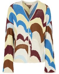 Marni - Truien & Vesten ,Veelkleurig ,Katoen Cotton Crochet-Effect Cardigan - Lyst