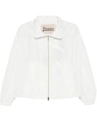 Herno - Jassen ,Wit ,Polyester Drawstring Collar Jacket - Lyst
