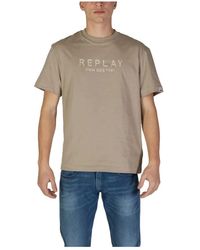 Replay - Einfarbiges baumwoll-t-shirt mit rundhalsausschnitt - Lyst
