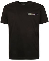 DSquared² - T-shirts,schwarzes bedrucktes t-shirt und polo,schwarzes baumwoll-t-shirt mit logo-print - Lyst