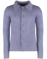 Gucci - Truien & Vesten ,Paars ,Wol Brushed Wool Mohair Cardigan - Lyst