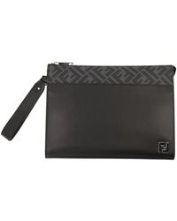 Fendi - Tassen ,Zwart ,Leer Zwarte Squared Ff Pochette Elegant Functionaliteit - Lyst