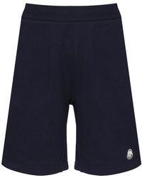 Moncler - Korte Broeken ,Blauw ,Katoen Katoenen Shorts Met Trekkoord En Rits - Lyst