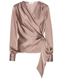 Karmamia - Elegante Tan Bluse Mit Asymmetrischem Schnitt - Lyst