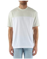 Calvin Klein - Farbblock baumwoll t-shirt mit logo stickerei - Lyst