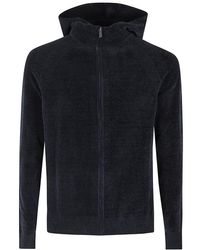 Rrd - Hoodies & Sweatvesten ,Blauw ,Katoen Velvet Zip Knit Hoodie - Lyst