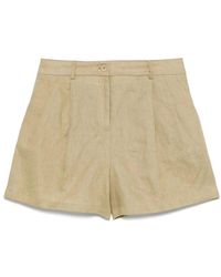 Semicouture - Grüne Box-Pleat Shorts Mit Taschen - Lyst