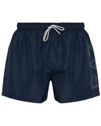 EA7 - Badmode ,Blauw ,Polyester Logo Series Zwembroek - Lyst