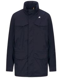K-Way - Jassen ,Blauw ,Katoen Manuel Short Field Jacket - Lyst