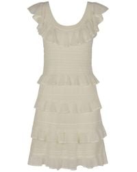 Zimmermann - Weiße Spitze Rüschen Mini Kleid - Lyst