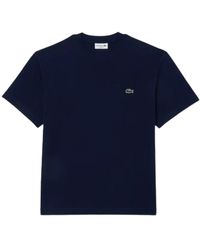 Lacoste - Klassisches t-shirt mit kurzen ärmeln,blau baumwoll t-shirt - Lyst